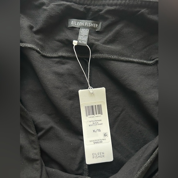 Eileen Fisher Washable Stretch Crepe Bootcut Pant in Black - Picture 4 of 4